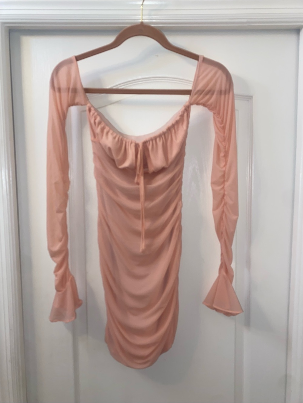 SHEIN Ruched Sheer Long Sleeve Mini Dress is a Size XS in Women. - Picture 9 of 12